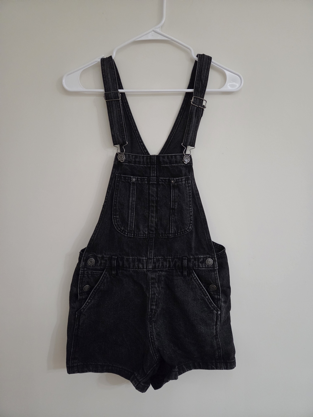 TNA Black Denim Short Overalls